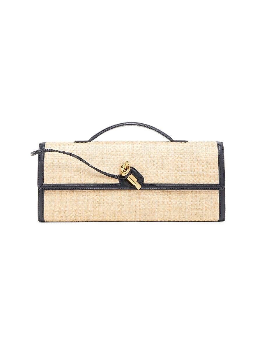 Women's Andiamo Leather Raffia Clutch - Natural Shade