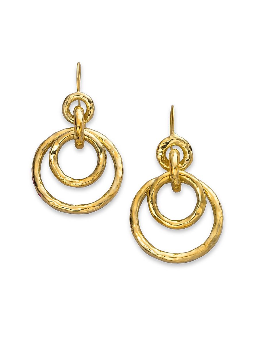 Women's Classico Puffy 18K Yellow Gold Hammered Jet Set Earrings - Gold