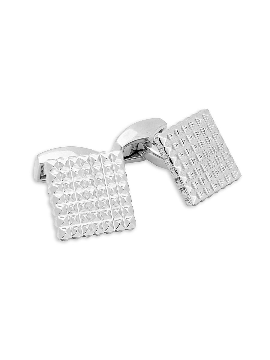 Men's Silvertone 3D Pyramid Cufflinks - Silver