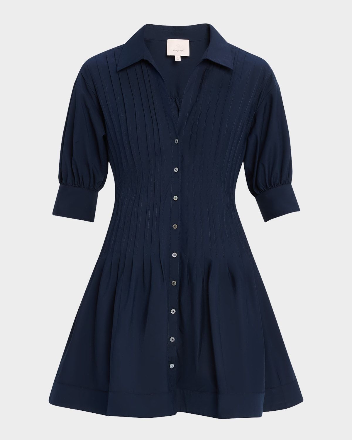 Monty Pleated Puff-Sleeve Dress