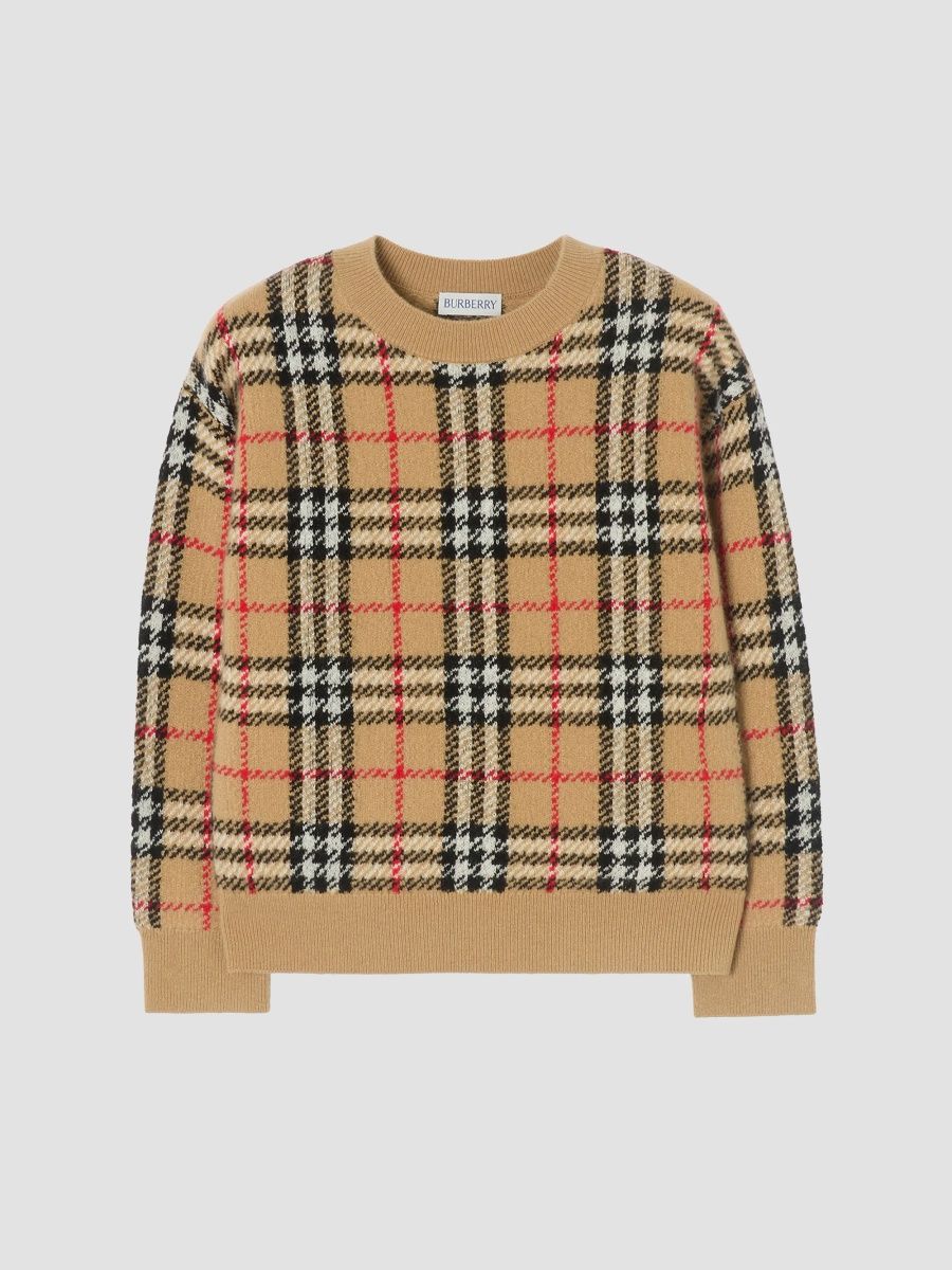 Burberry Boy's Little Boy's & Boy's Check Wool-Cashmere Sweater - Archive Beige - Size 8