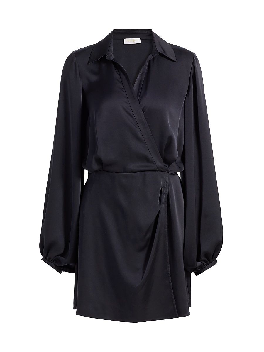 Women's Carolyn Satin Wrap-Minidress - Blackberry - Size Medium