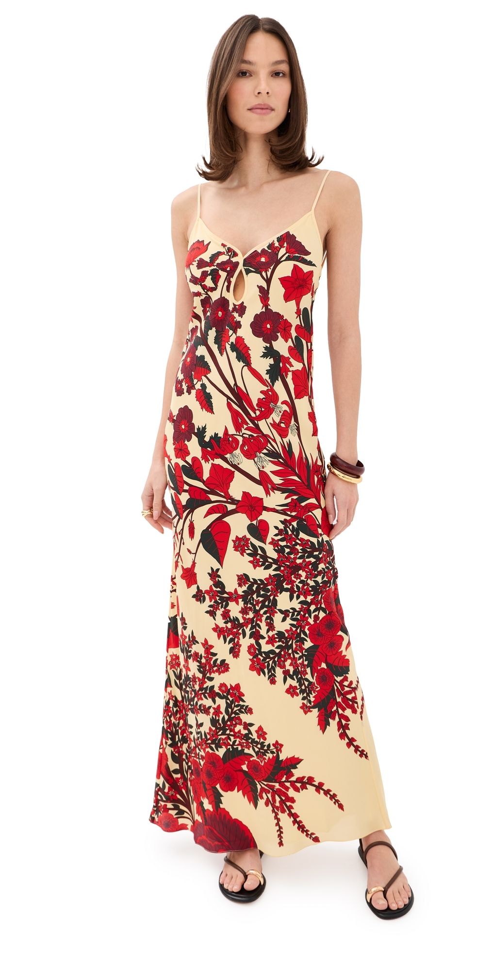 Johanna Ortiz Clean Reinterpretation Maxi Dress Ecru/Red/Green 2