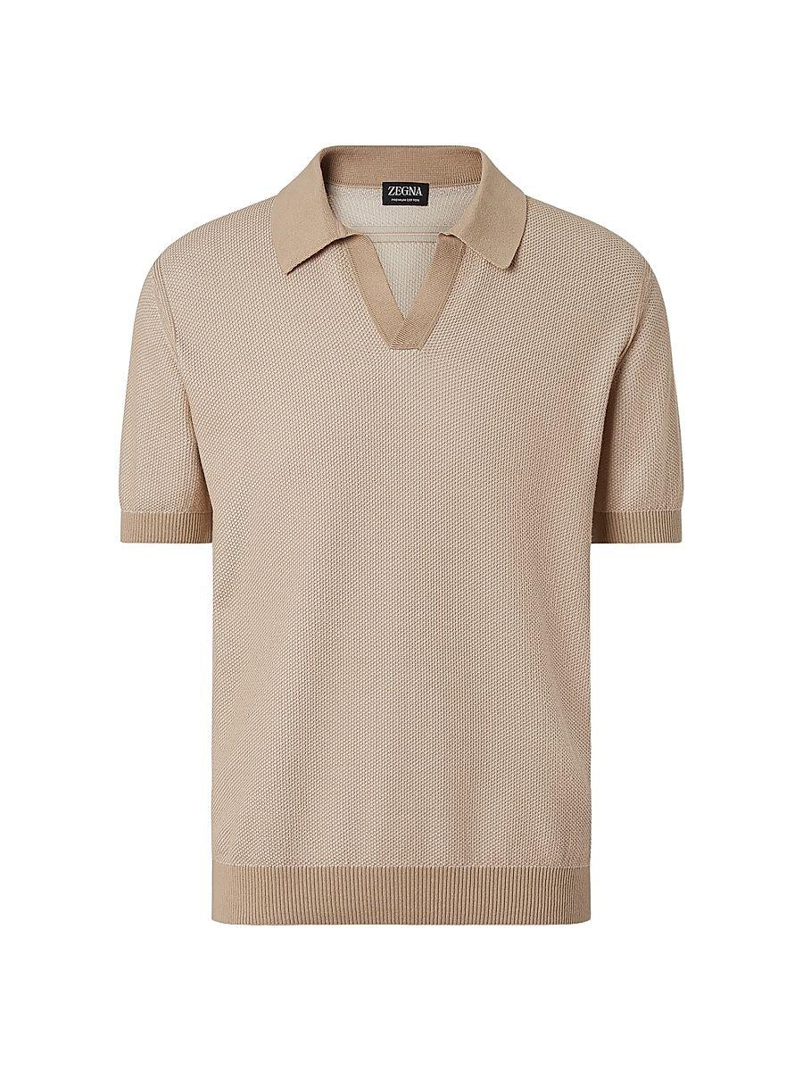 Men's Cotton Polo Shirt - Ivory Light Taupe - Size 50