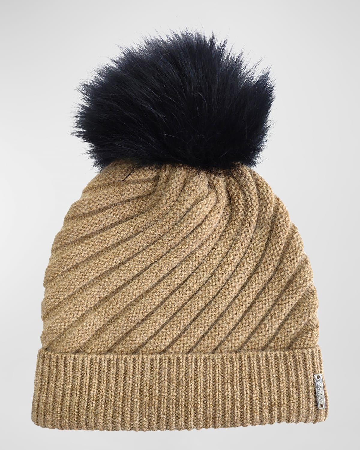 Select Cashmere Beanie with Lamb Shearling Pom