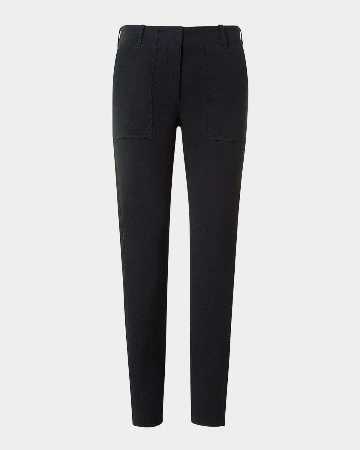 Low-Rise Cotton Gabardine Slim-Leg Ankle Pants