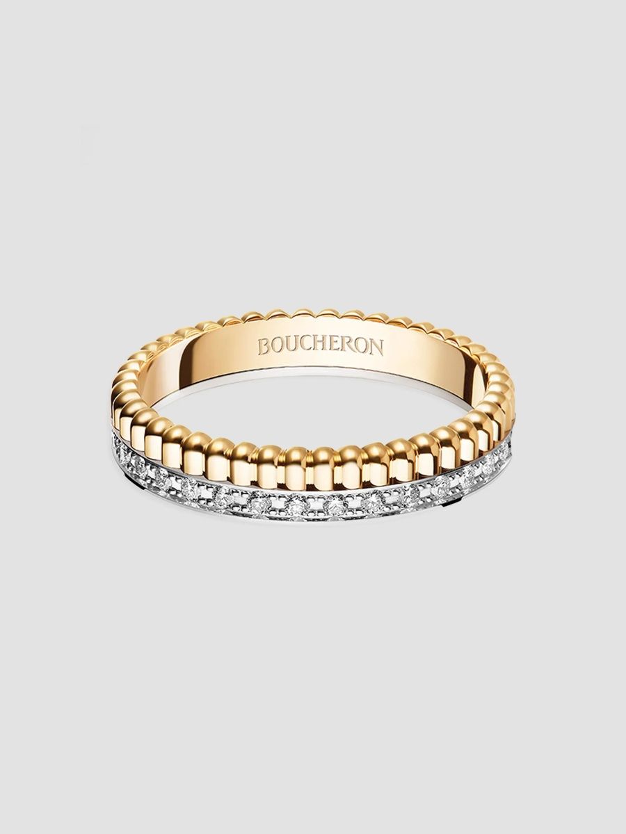Boucheron Women's Quatre Radiant Edition 18K Two-Tone Gold & 0.24 TCW Diamond Wedding Band - Yellow Gold - Size 5.25