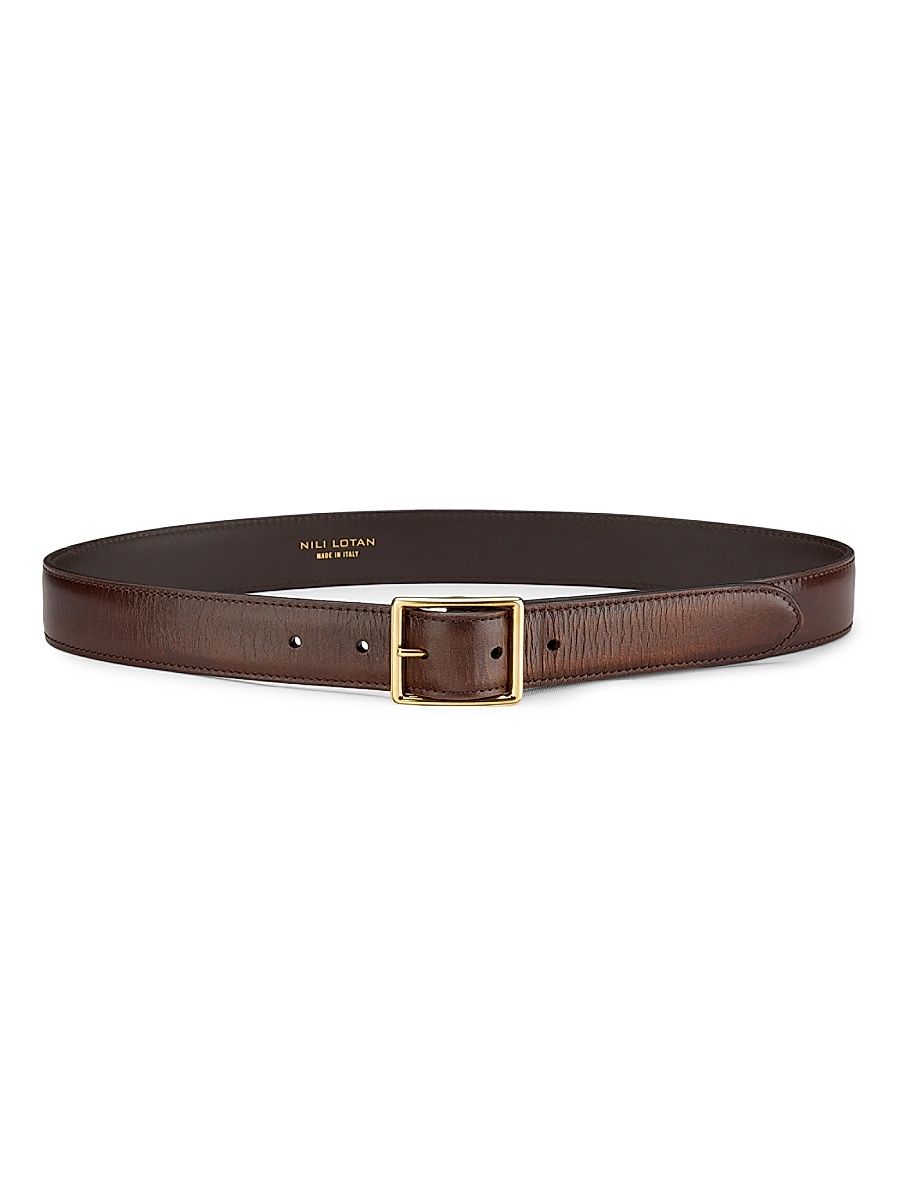 Women's Gabriele Leather Belt - Espresso Gold - Size Small