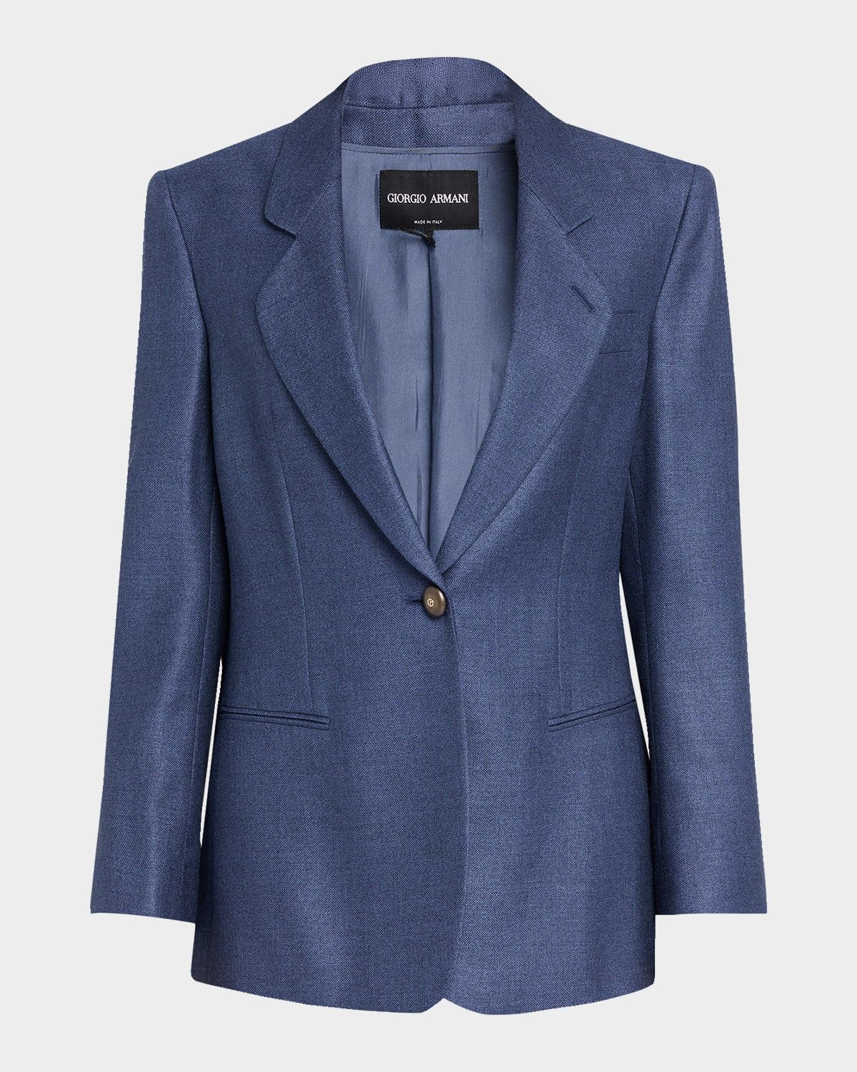 Single-Breasted Silk Blazer Jacket