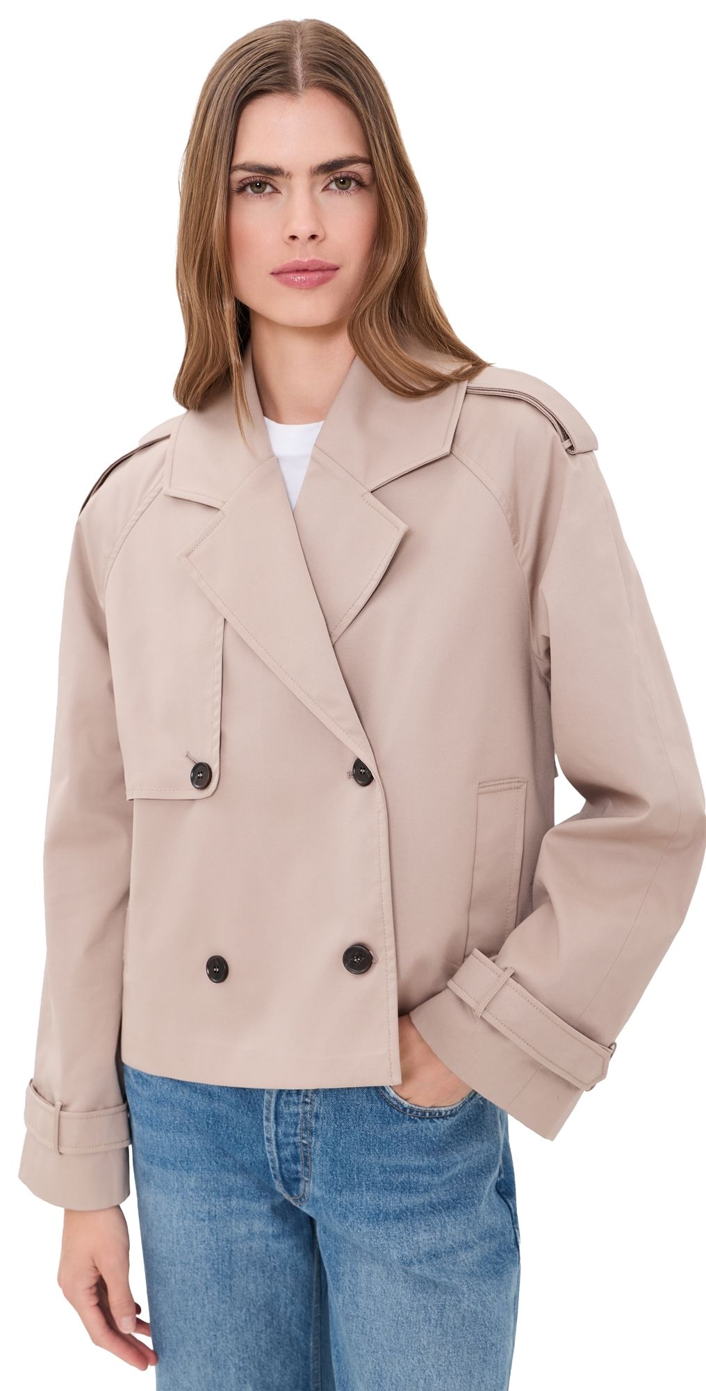 ANINE BING Rickie Cropped Trench Coat Beige L