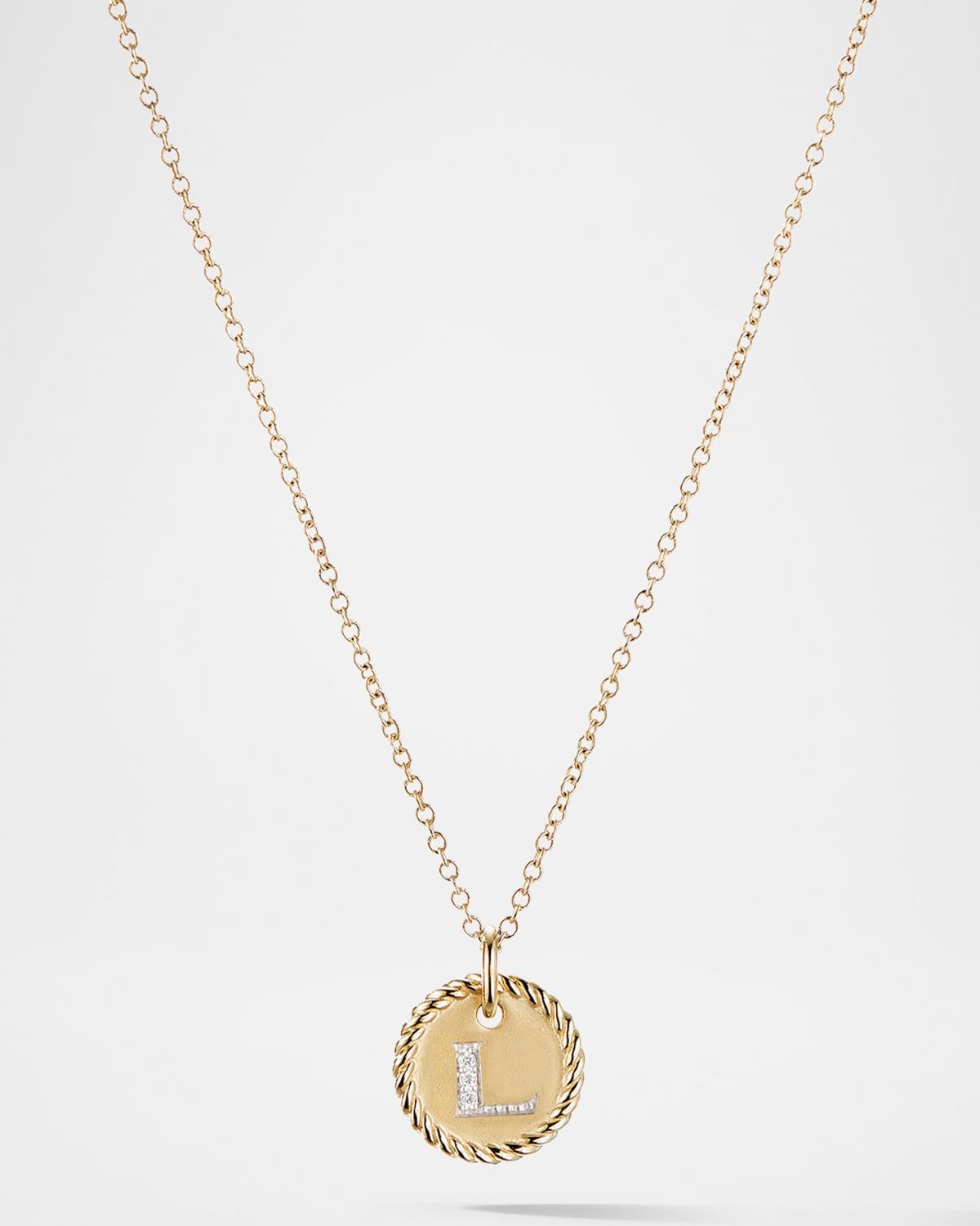Cable Collectibles Initial Pendant Necklace with Diamonds in 18K Gold