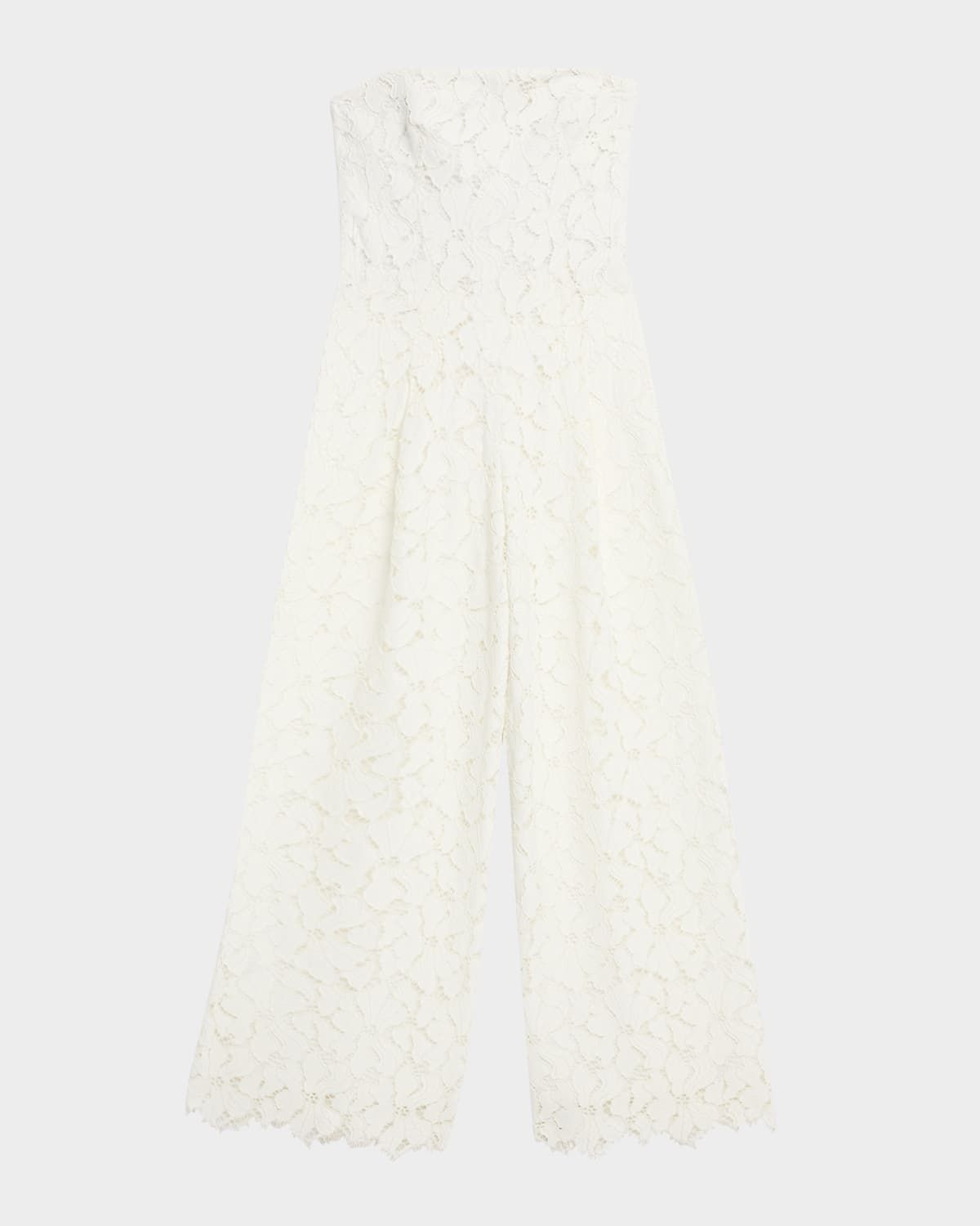 Rebecca Strapless Corded Lace Wide-Leg Jumpsuit