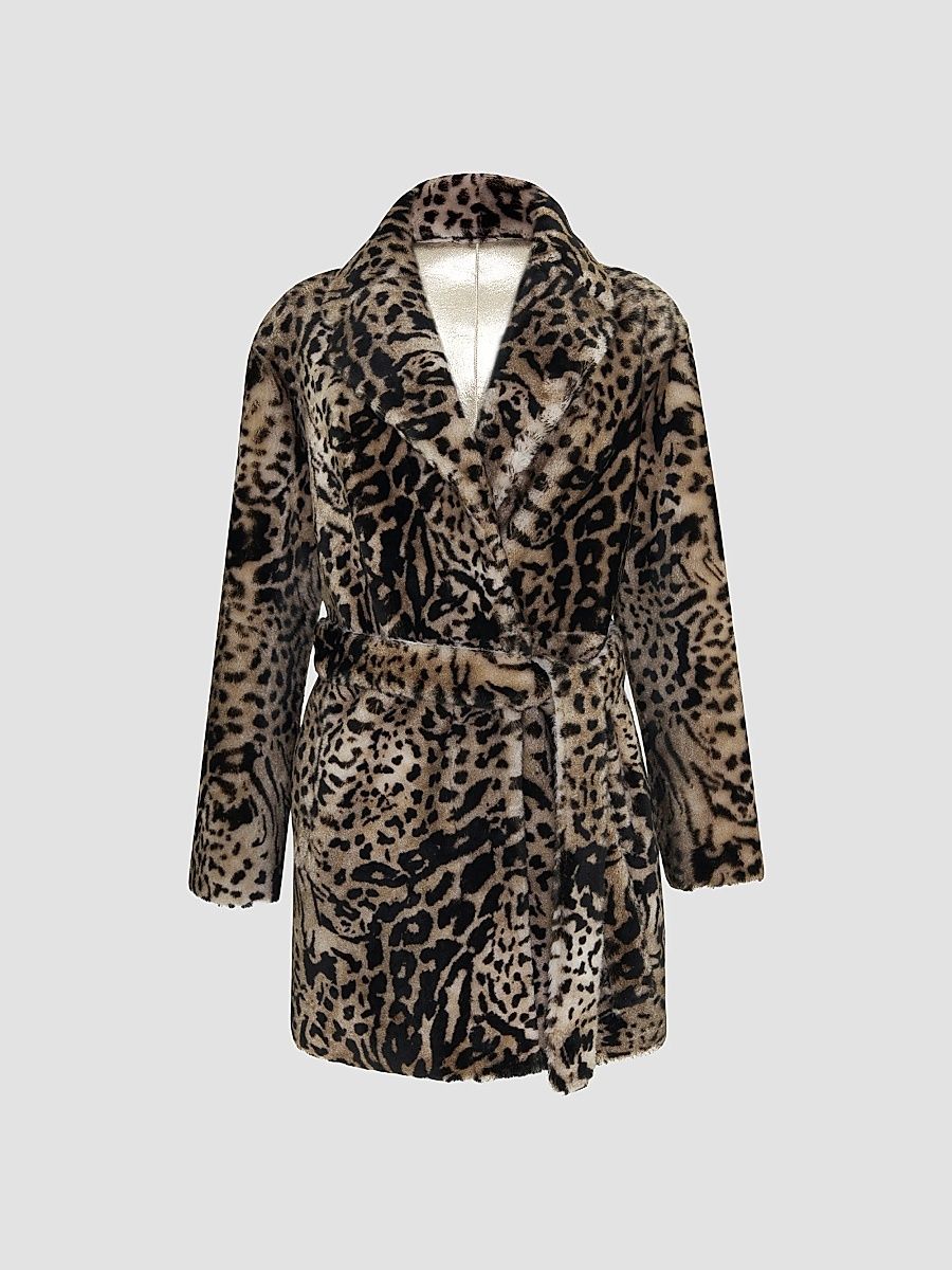 Gorski Women's Reversible Select Shearling Lamb Stroller - Cheeta Print - Size Large