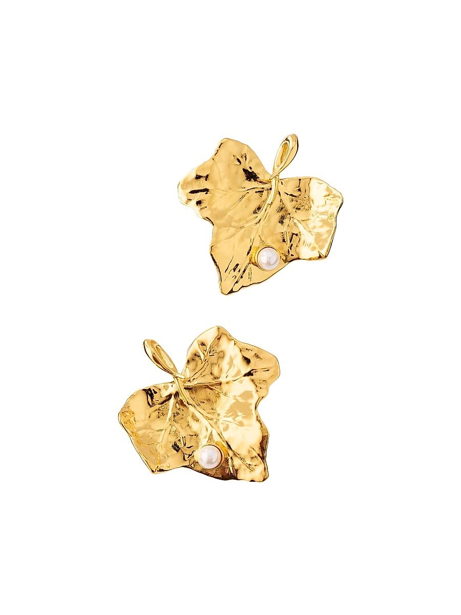 Women's Ivy Vine Goldtone & Imitation Pearl Clip-On Earrings - Gold