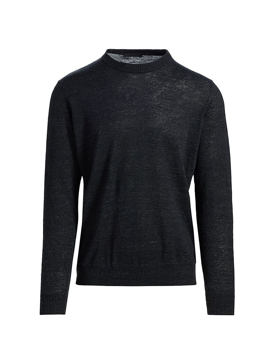 Men's Linen-Blend Sweater - Black - Size XXL