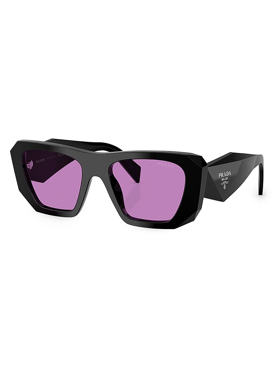 Women's PR B18S Acetate 53MM Square Sunglasses - Black Purple
