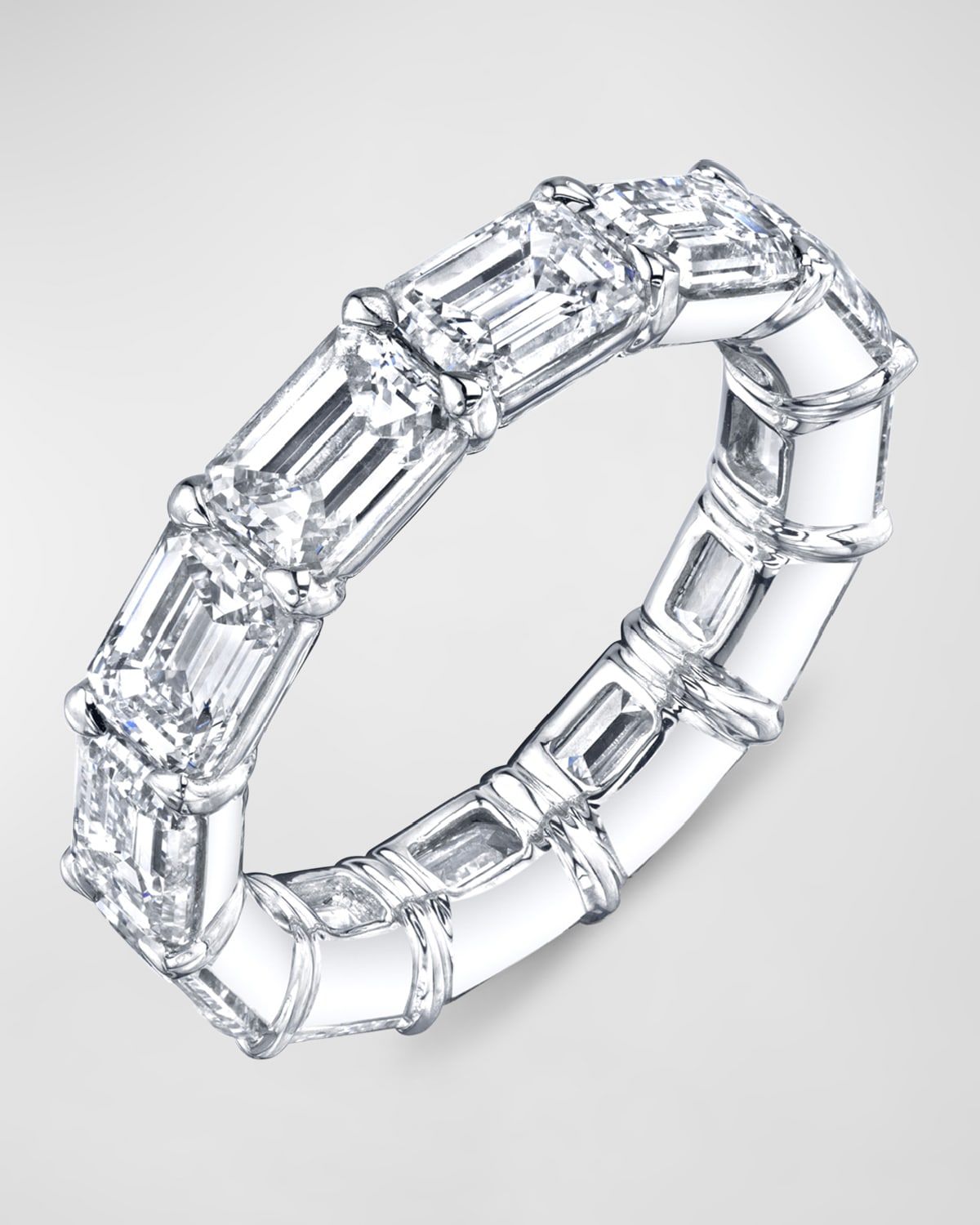Large Platinum Eternity Band with Horizontal Set Emerald Cut Diamonds, 2.00ct