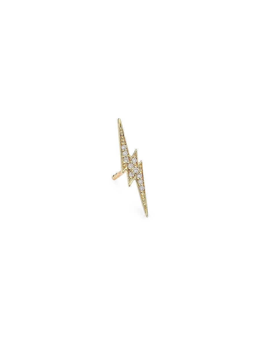 Women's 14K Yellow Gold & Diamond Lightning Bolt Single Stud Earring