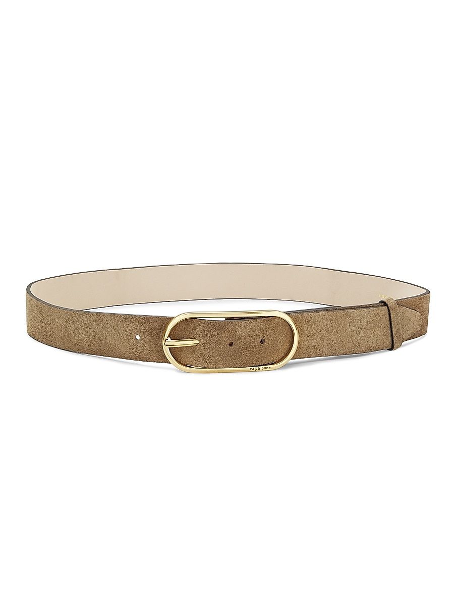 Women's Rounded Rebound Leather Belt - Camel