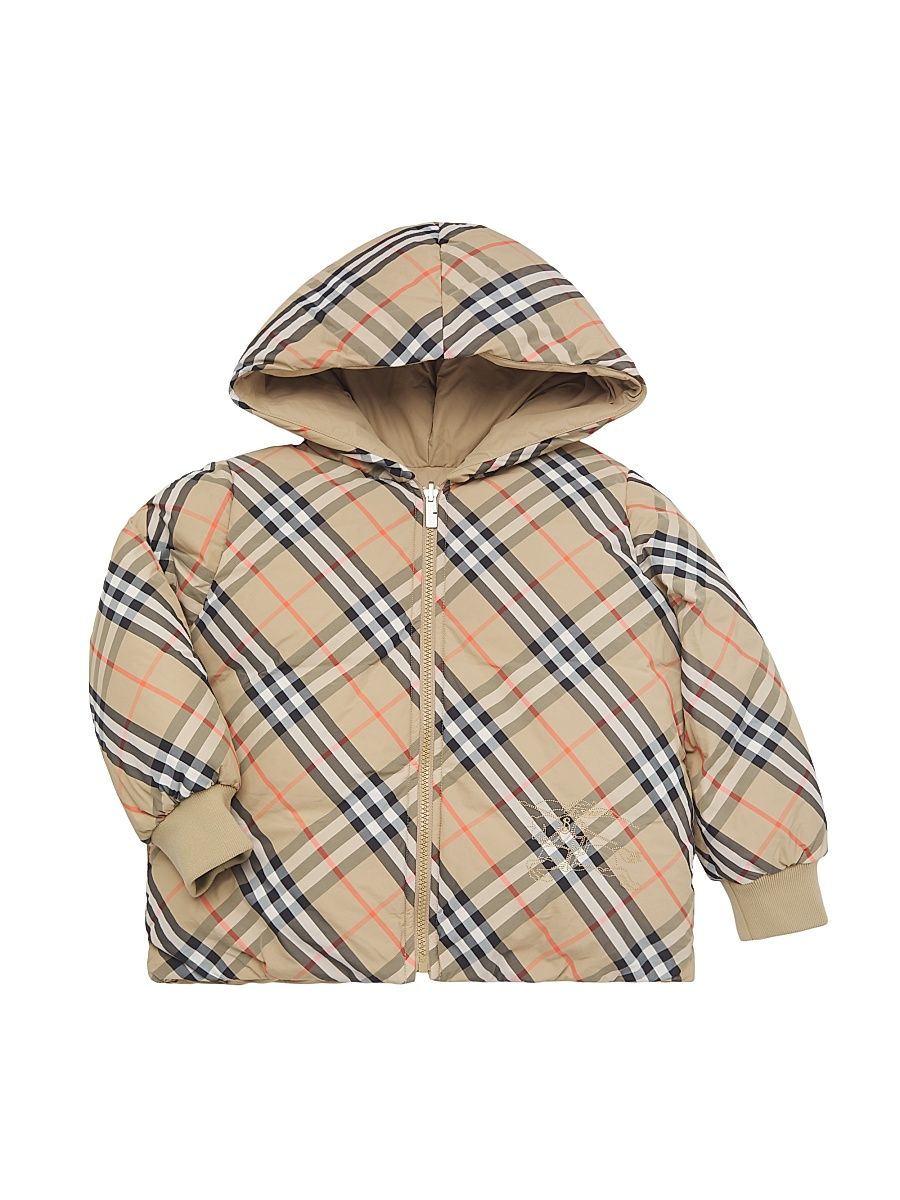 Little Kid's & Kid's Reversible Check Jacket - Sand - Size 8