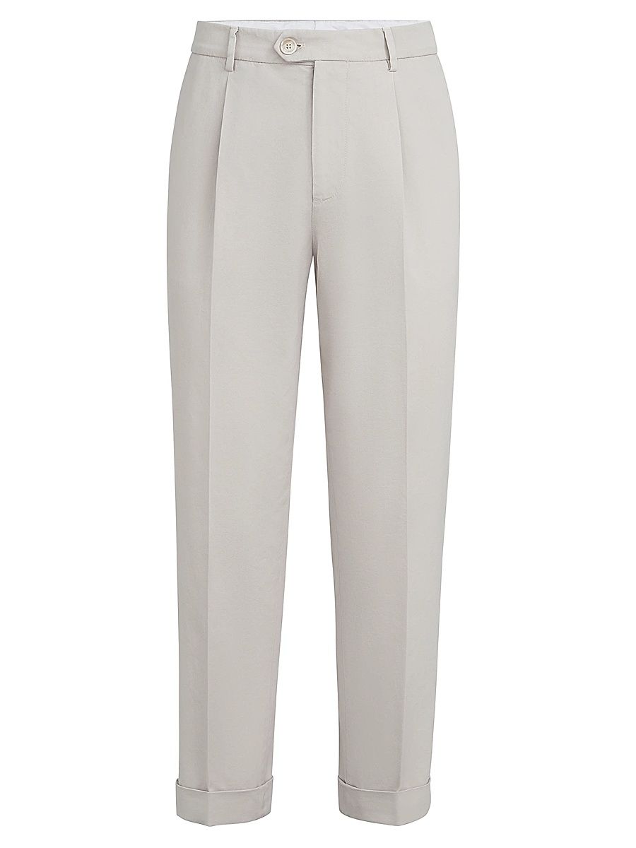 Men's Garment Dyed Trousers in Twisted Cotton Gabardine - Panama - Size 48