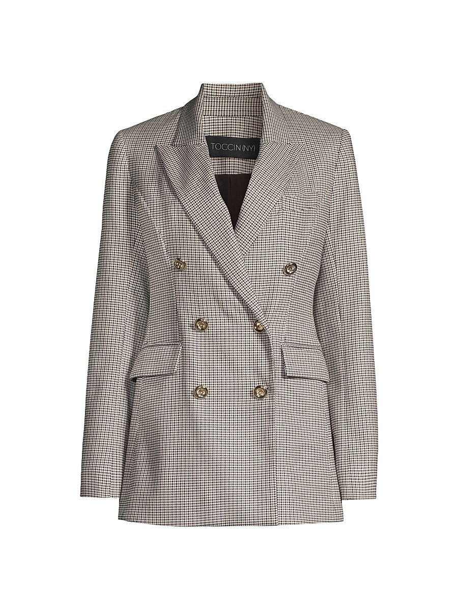Women's Mia Double-Breasted Houndstooth Blazer - Size 4