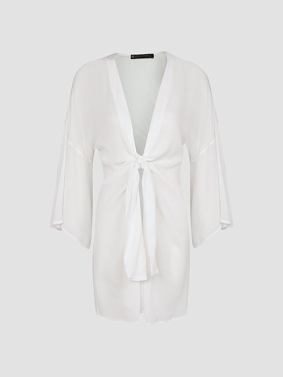 Women's Perola Short Cover-Up Dress - Off White - Size Large