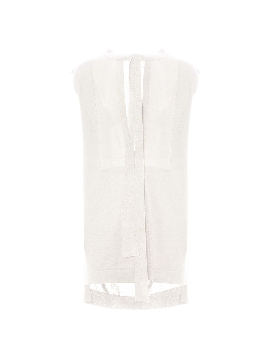 Women's Cashmere-Silk Sleeveless Top - White - Size Large