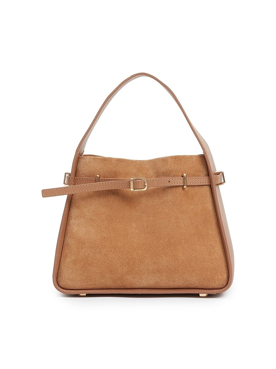Women's Small Cleo Suede Bucket Bag - Camel