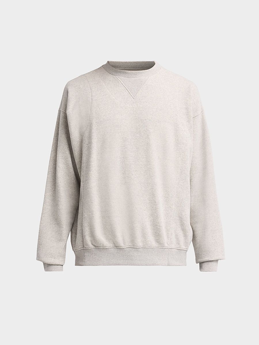 Men's Double Layered Crewneck Sweatshirt - Grey Melange - Size XXL