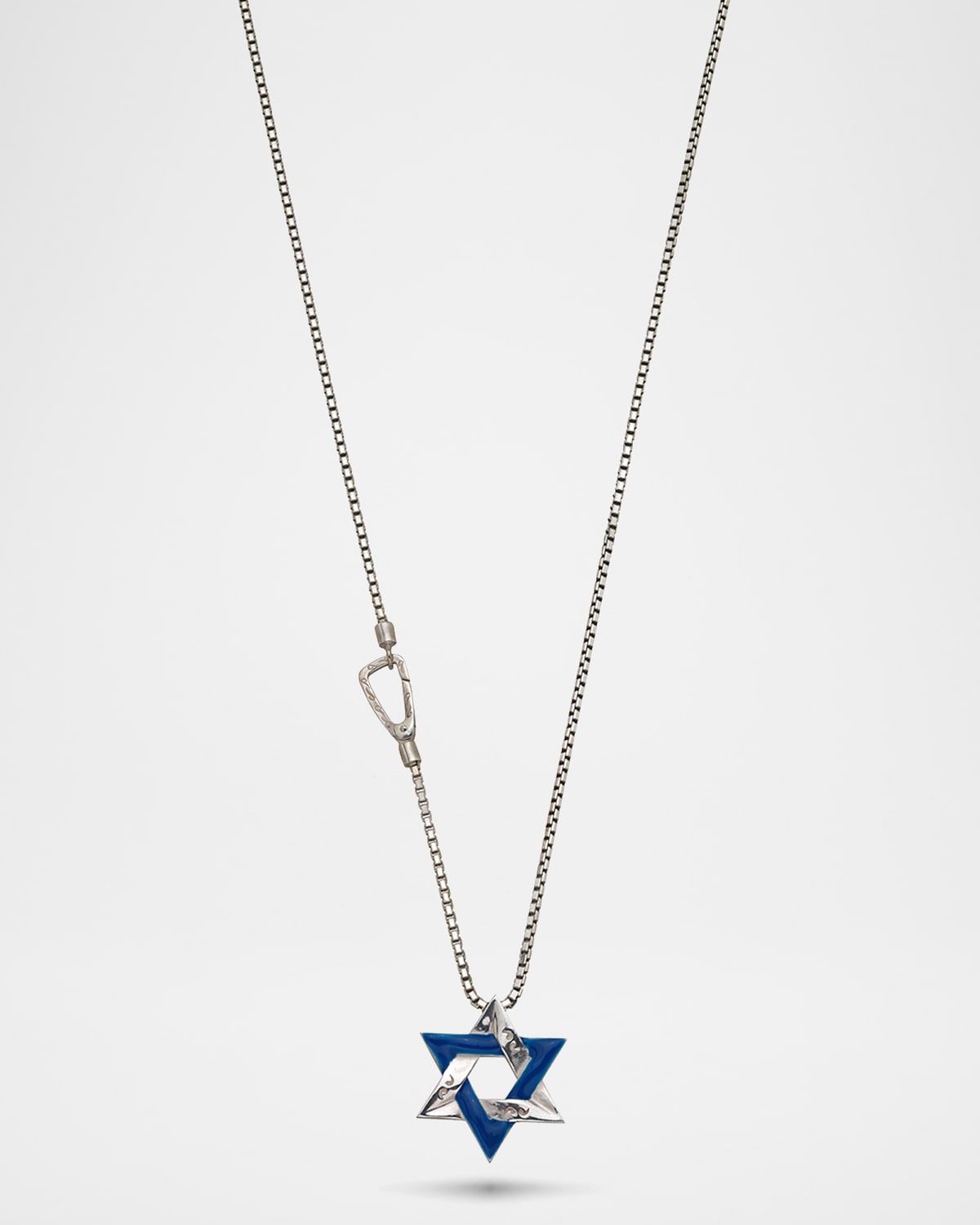 Men & apos;s Matte Burnished Silver Pendant Necklace with Enamel