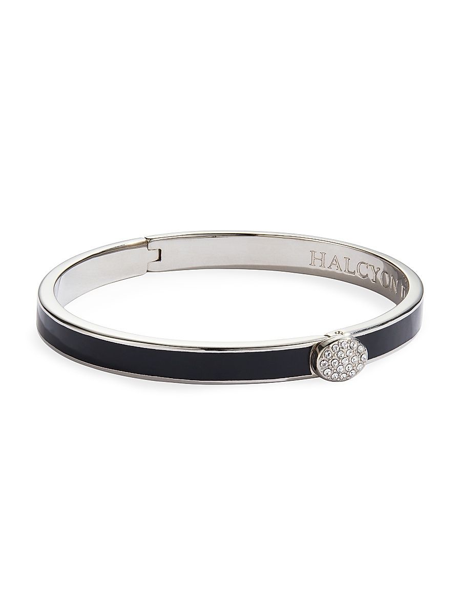 Women's Skinny Pave Hinged Bangle - Black