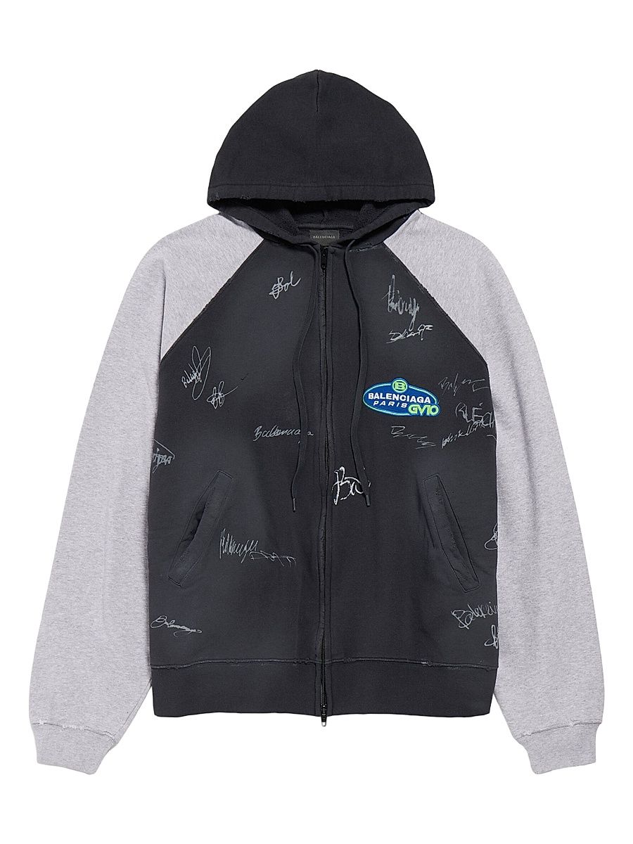 Men's Banana Raglan Oversized Zip-Up Hoodie - Faded Black - Size XXL