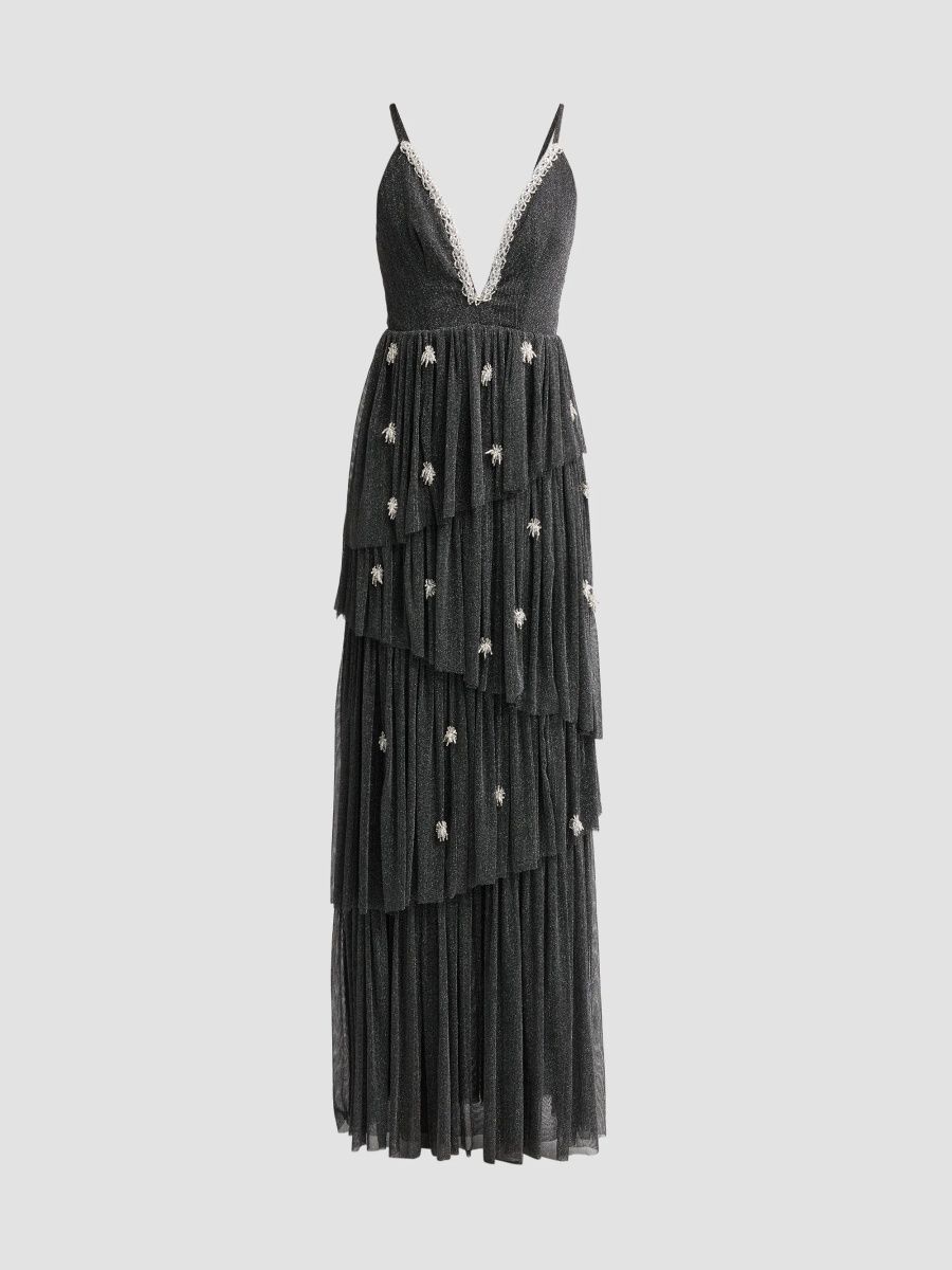 PatBO Women's Thereza Beaded Tulle Gown - Black - Size 8