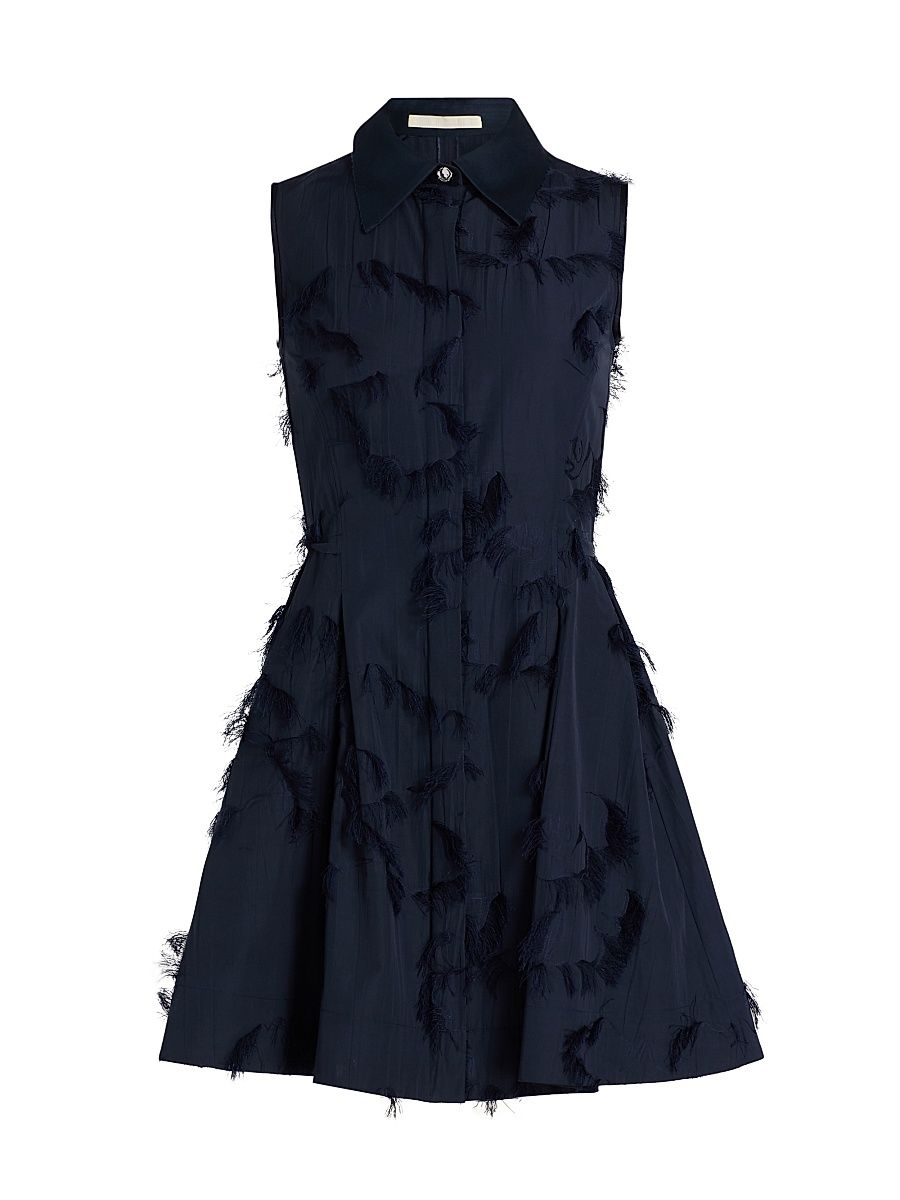Women's Cotton-Blend Fil Coupe Shirtdress - Ultra Navy - Size 14