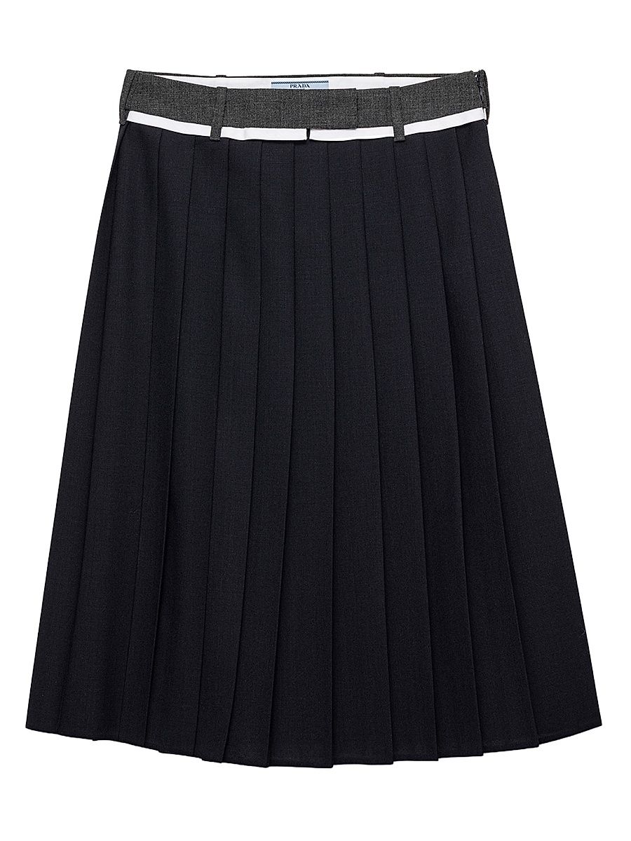 Women's Pleated Rush Stitch Midi Skirt - Navy Blue - Size 8