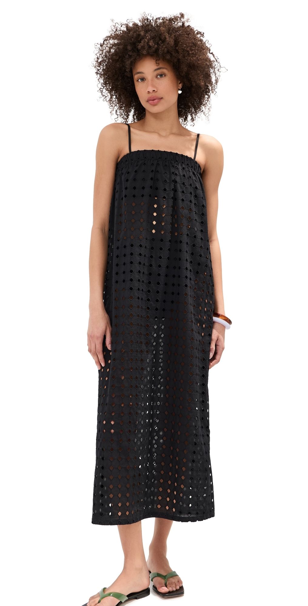 LE BOP Camille Maxi Dress Black Eyelet L