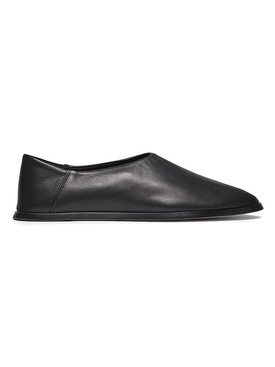 Men's Leather Mule Loafers - Black - Size 13