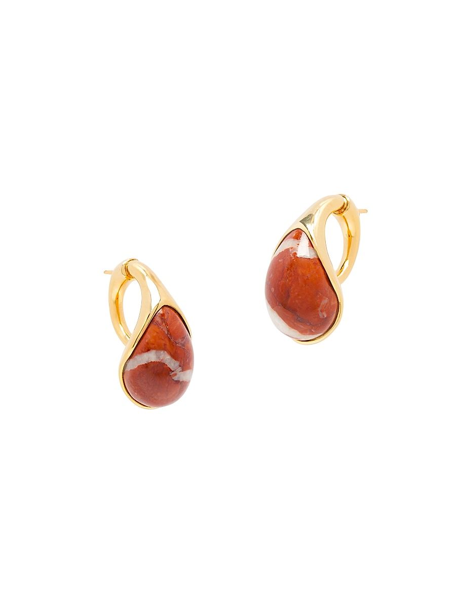 Women's 18K-Gold-Plated & Marble Drop Earrings - Red Marble