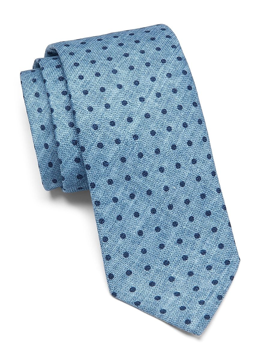 Men's Polka Dot Silk Tie - Sky