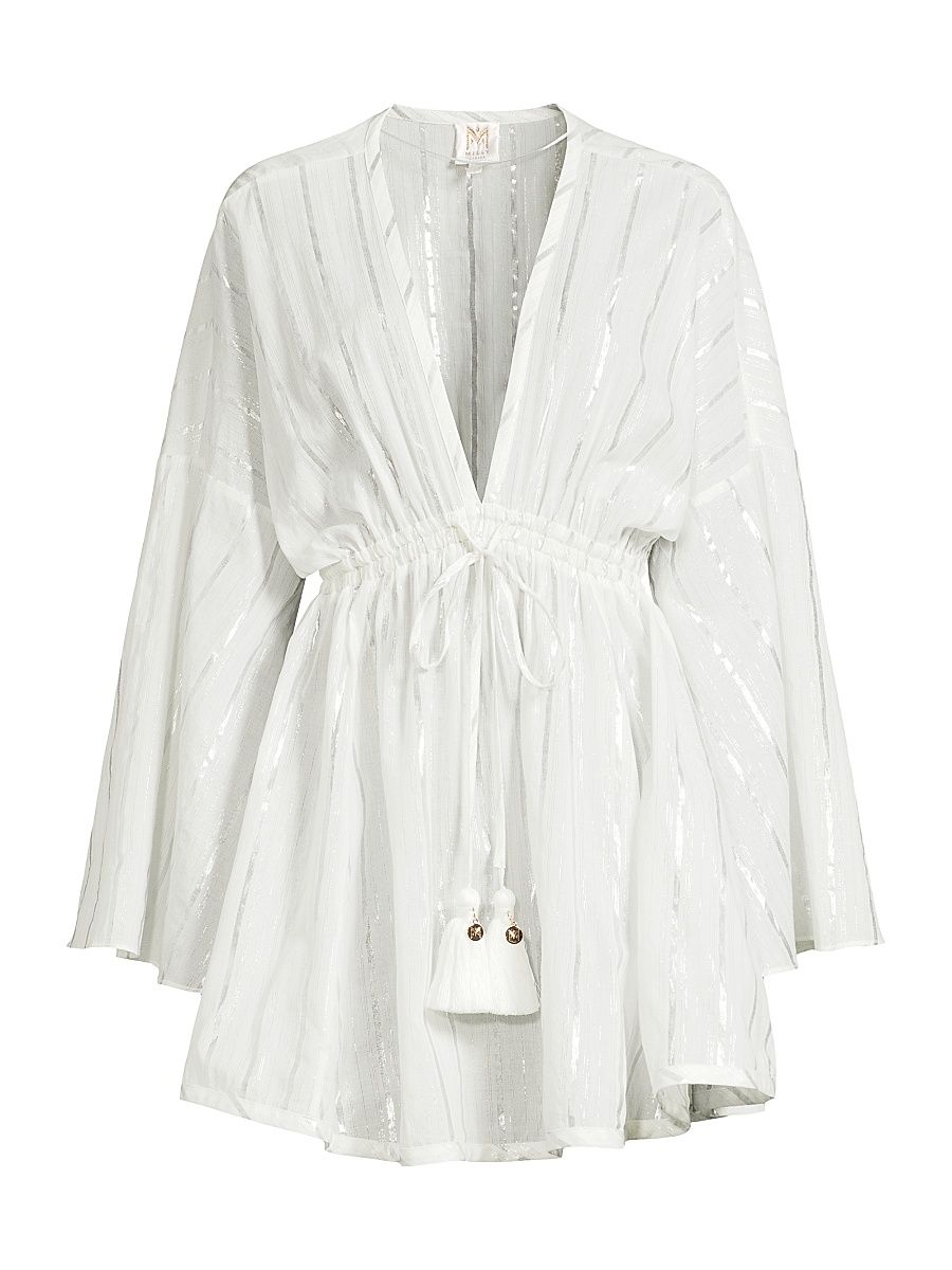 Women's Olympia Stripe Cover-Up Dress - White - Size Large