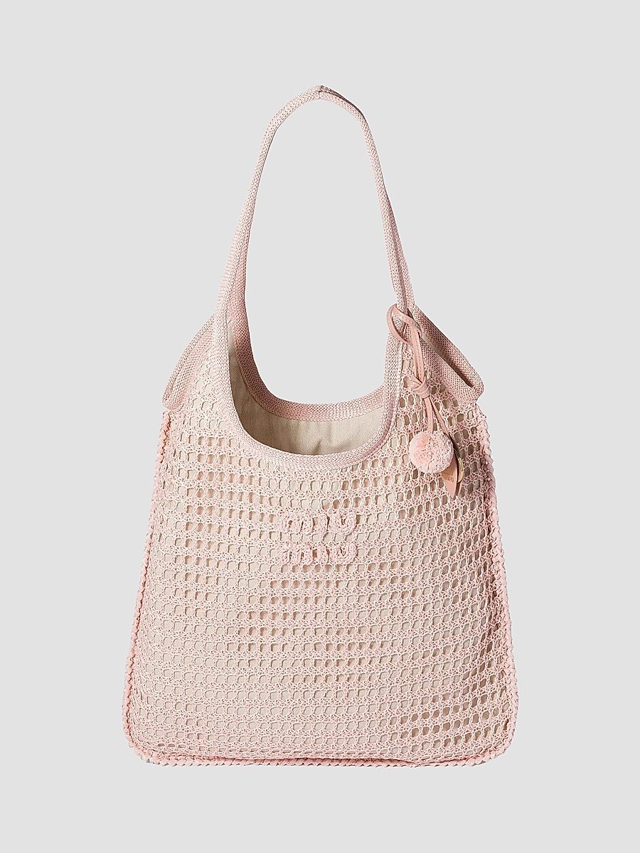 Miu Miu Women's Ivy Raffia Crochet Shoulder Bag - Pink