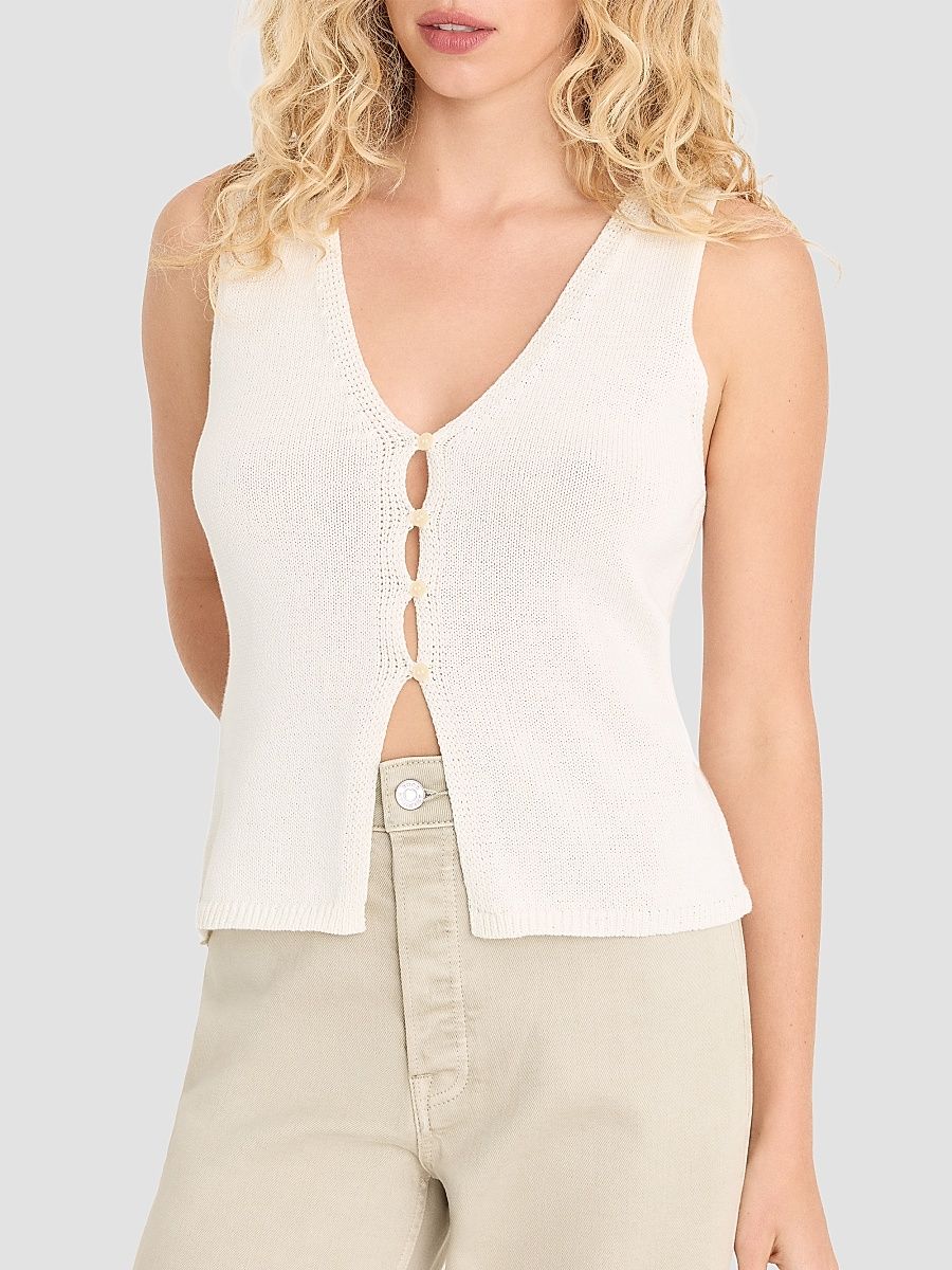 Women's The Knit Vest - White - Size XS