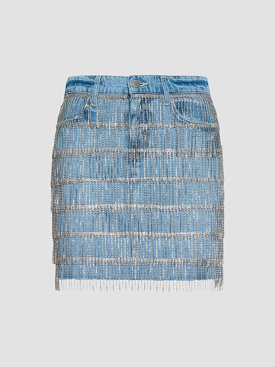 Women's Jolene Crystal-Fringe Mini Skirt - Fontaine - Size 30