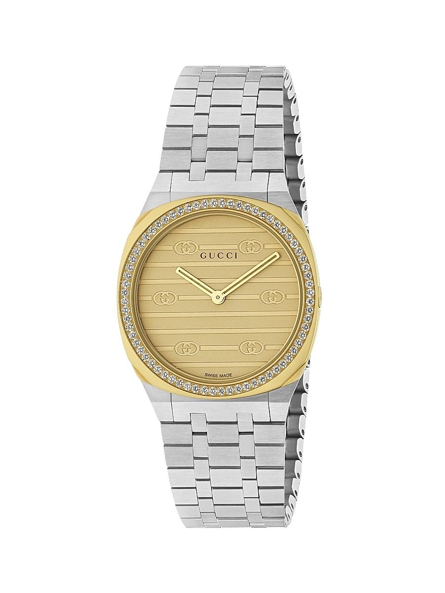 Women's Gucci 25H Two-Tone Goldtone & Stainless Steel Watch - Steel