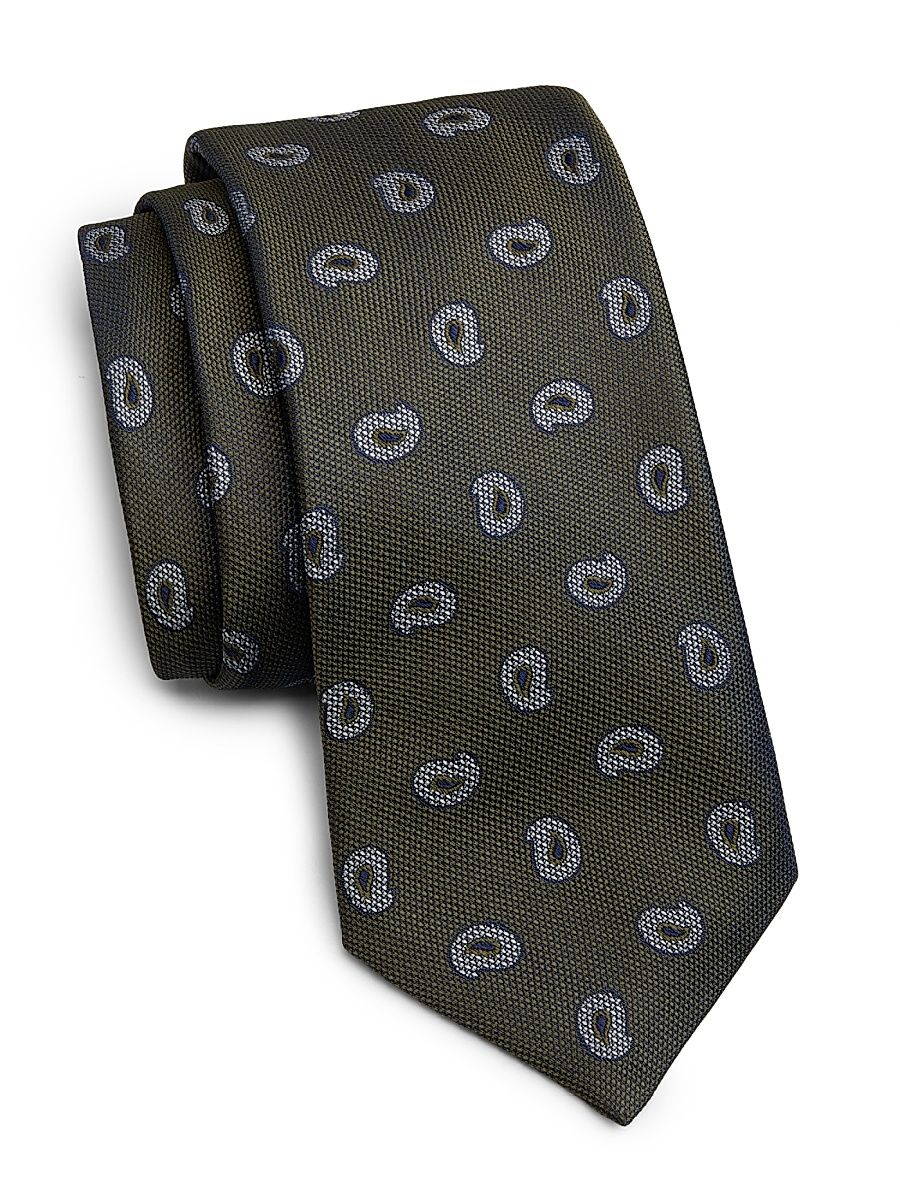 Men's Geometric Silk Tie - Green