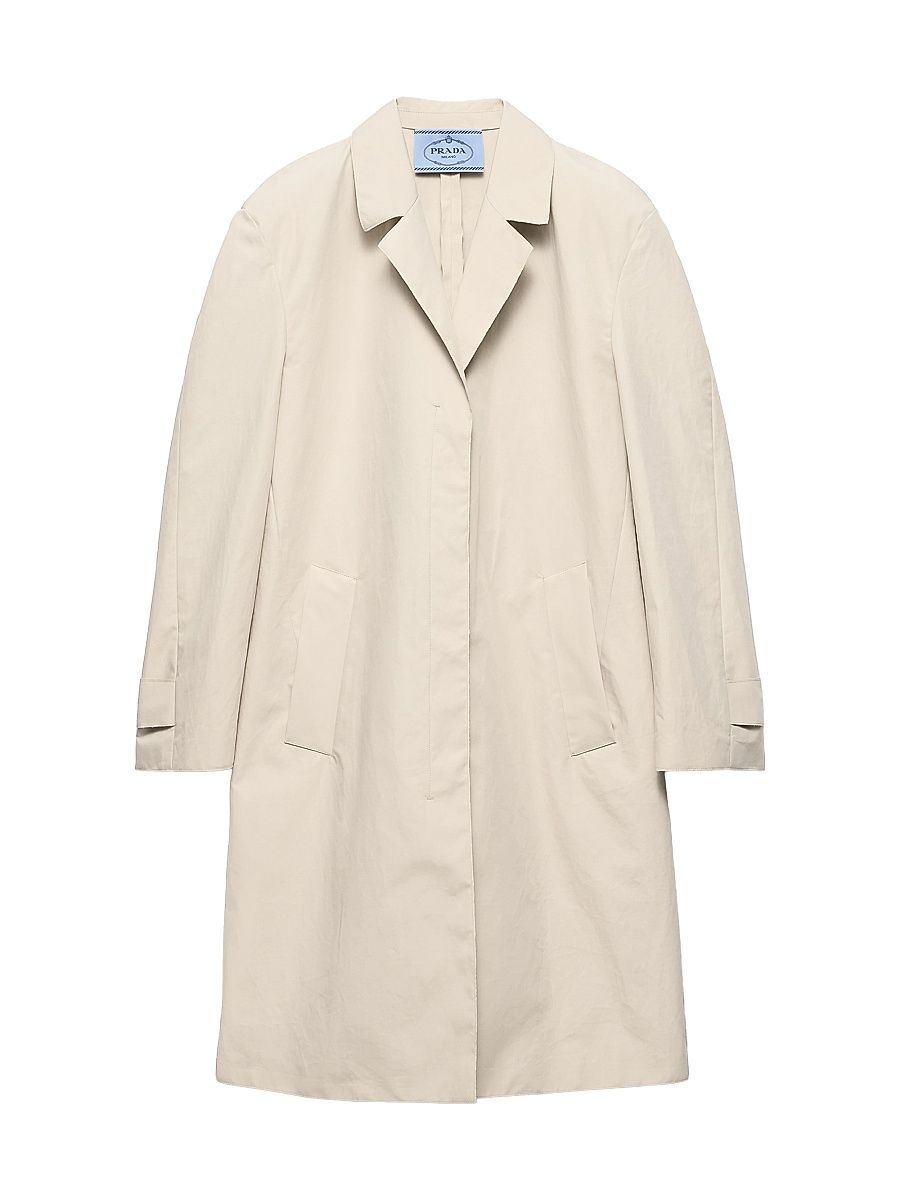 Women's Single-Breasted Double Poplin Coat - Beige Khaki - Size 4