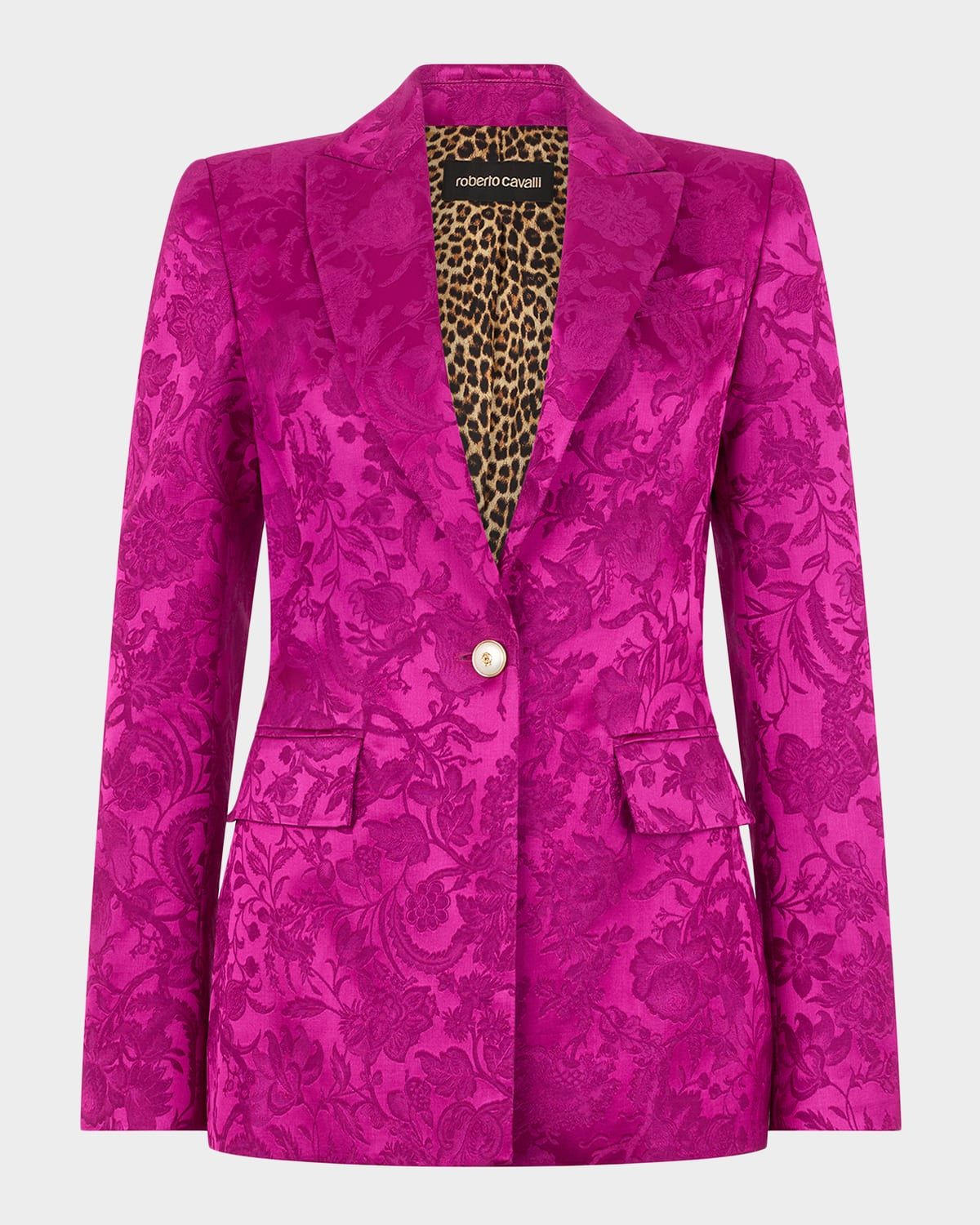 Florentine Satin Jacquard Single-Breasted Blazer