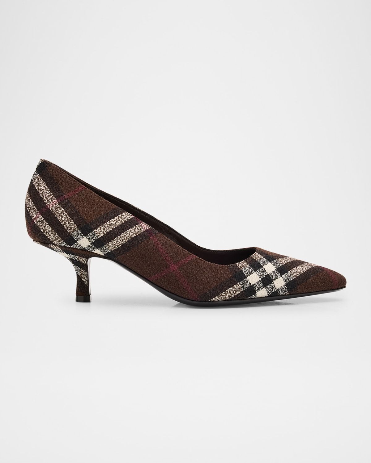 25mm Check Dame Wool Pointed-Toe Pumps