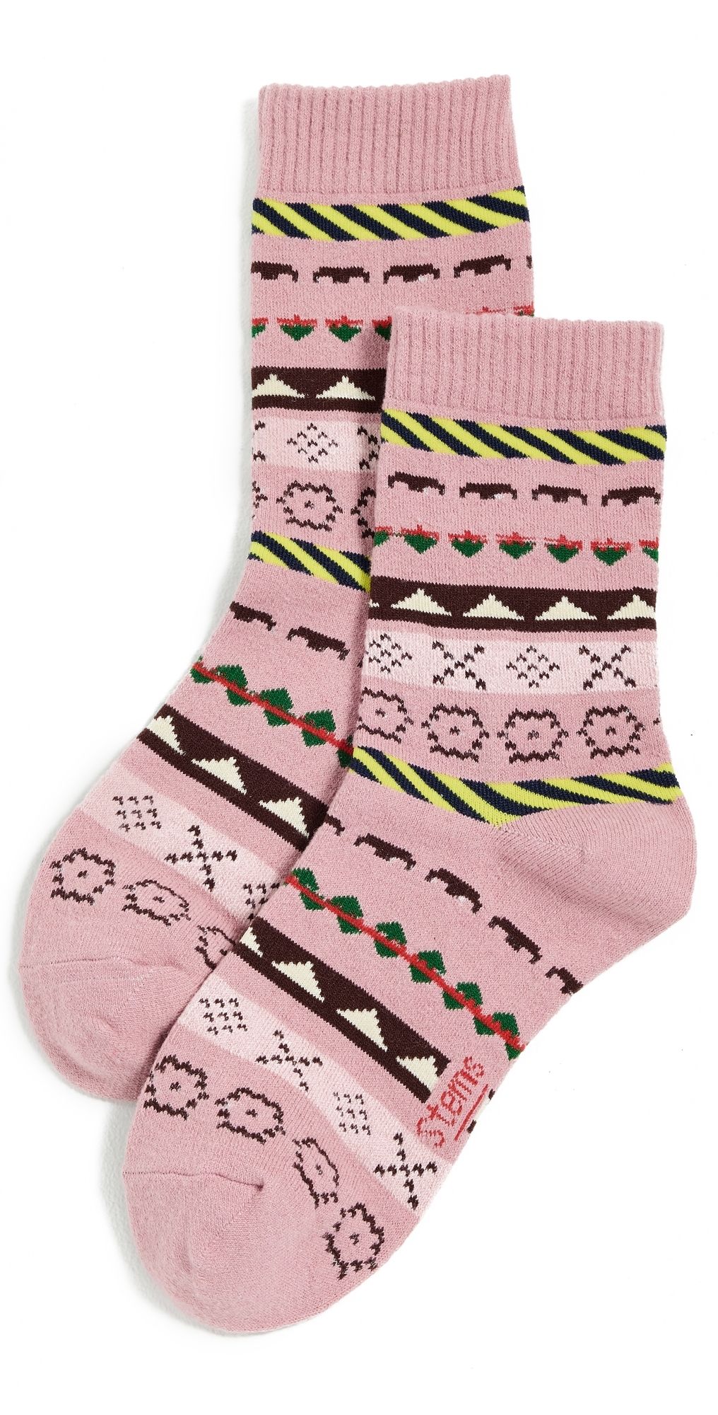 Stems Leah Striped Winter Socks Pink One Size